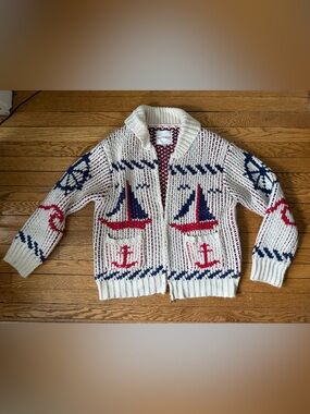 Bailey Rose Nautical Knit Zip Cardigan - Size Medium - NWOT